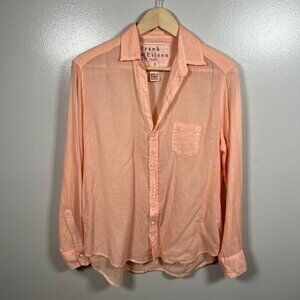 Frank & Eileen Cotton Eileen Button Up Shirt Size Small Orange Relaxed Fit